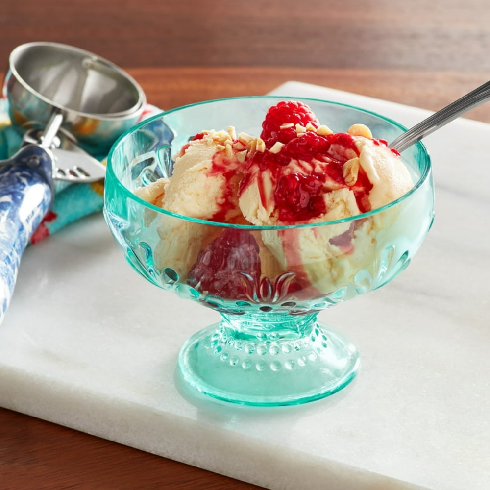 Last Set - Qty 4 🌺🍨 New Pioneer Woman Teal Blue Sundae Ice Cream Cups - Picture 3 of 7